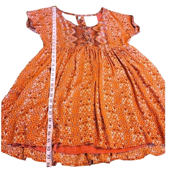 strapless open back dress Free People Rust Floral Empire Waist Mini Dress